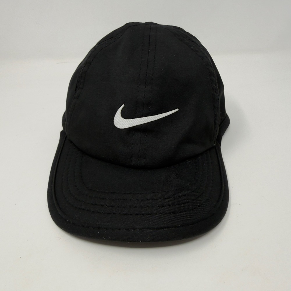 Nike Infant Size Featherlight Dri-Fit Hat Cap‎ Black Adjustable Logo